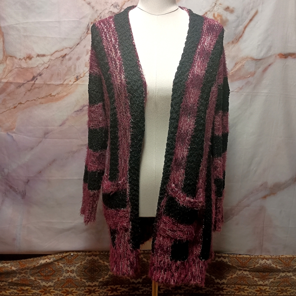 Chelsea & Theodore Fuzzy Striped Cardigan
